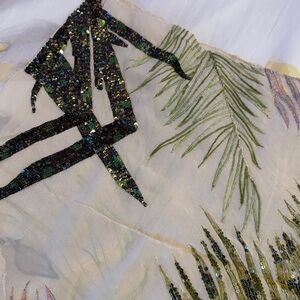 Elegant Sequin and Embroidered Scarf. Hand made, on silk material .